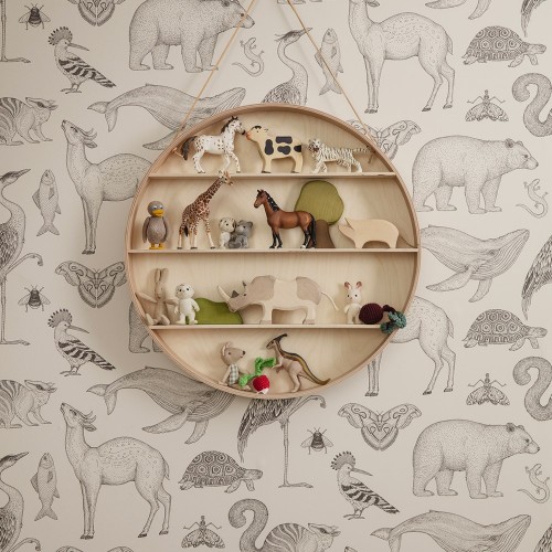 Carta da parati Katie Scott bianco sporco animali Ferm Living