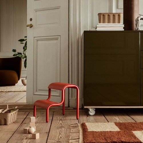 Mara bruin en wit geknoopt tapijt L Ferm Living