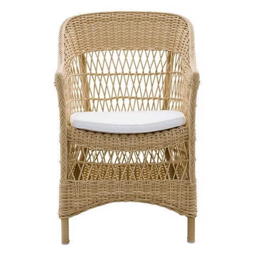 Poltrona Charlot naturale con cuscino di seduta Sika Design