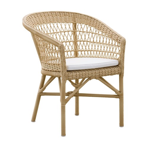 Chaise repas Emma empilable naturel avec coussin d'assise Sika Design