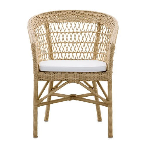 Chaise repas Emma empilable naturel avec coussin d'assise Sika Design