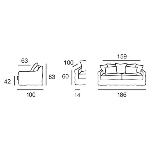 Leinen-Sofa Biarritz 2-Sitzer Moodntone