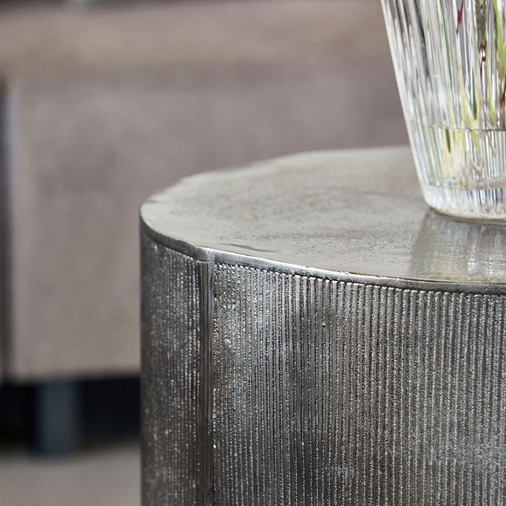 Table basse Rota argent brossé 50 cm House Doctor