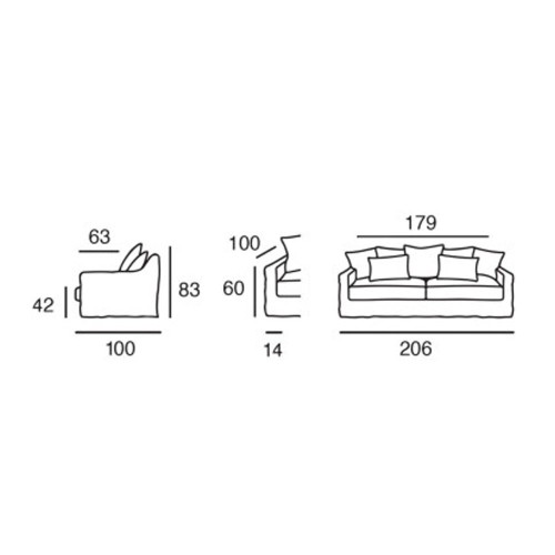 Leinen-Sofa Biarritz 3-Sitzer Moodntone