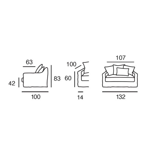 Linen armchair Biarritz 132 cm Moodntone