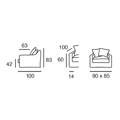 Linen armchair Biarritz 90 cm Moodntone 2