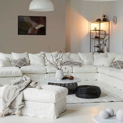 Pouf in lino Biarritz 105 x 60 cm Moodntone 2