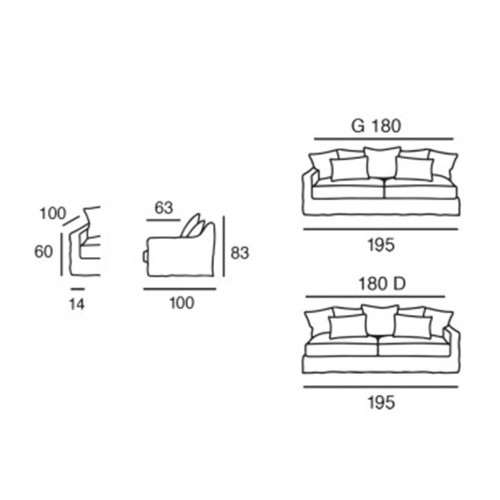Batard-Sofa aus Leinen Biarritz 3-Sitzer Moodntone