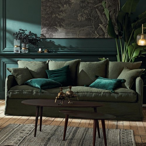 Cap Ferret Leinen Batard-Sofa 3-Sitzer (Rand an Rand) Moodntone