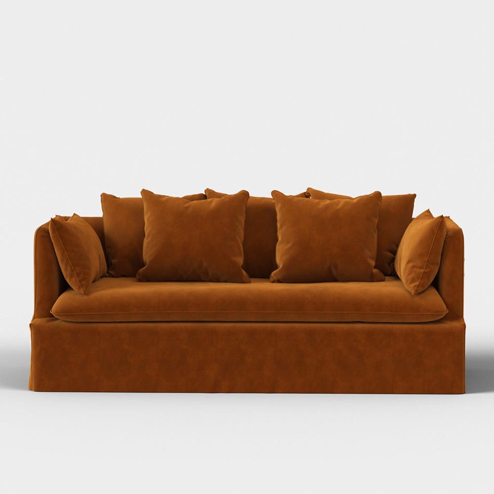 Euler 4-seater sofa with velvet brushed cognac Panac