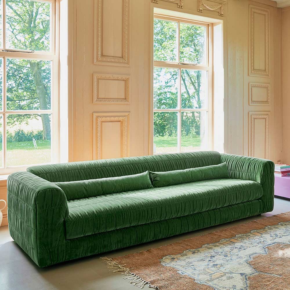 Sofá Club verde de terciopelo real HKliving