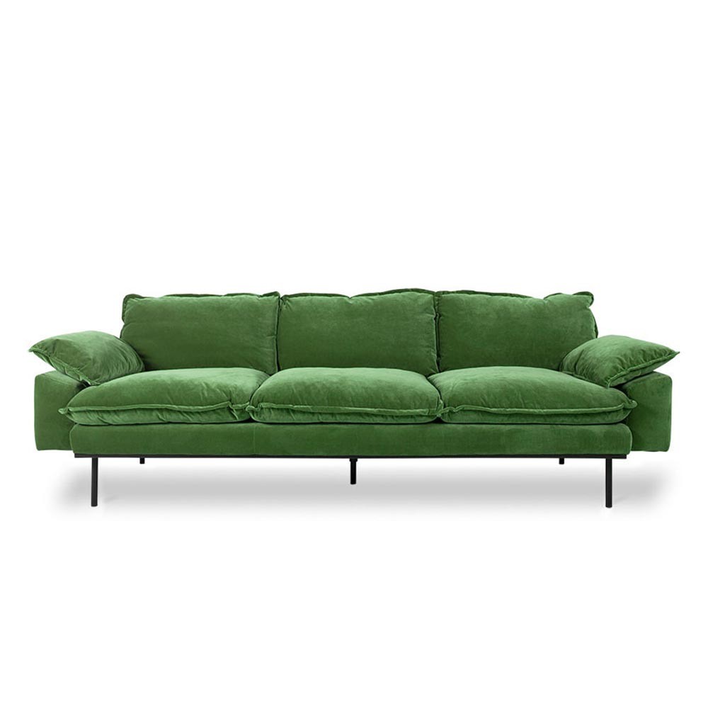 Retro 4 seater sofa royal velvet green HKliving