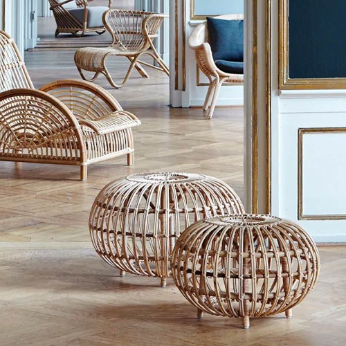 Sitzhocker Franco Albini natürliches Rattan S Sika Design