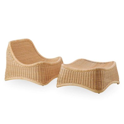 Armchair and footrest Chill natural rattan Sika Design 2