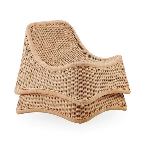 Armchair and footrest Chill natural rattan Sika Design