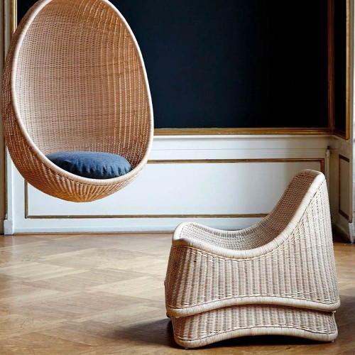 Poltrona e poggiapiedi Chill in rattan naturale Sika Design