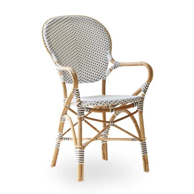 Chaise avec accoudoir Isabelle blanc et marron Sika Design