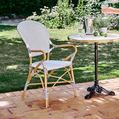 Silla de exterior Isabelle con reposabrazos gris 2