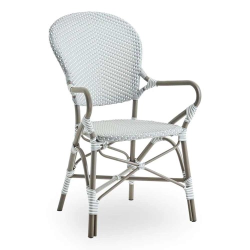 Silla de exterior Isabelle con reposabrazos gris