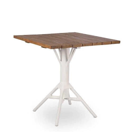Nicole square table white teak top
