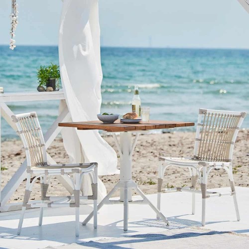 Nicole vierkante tafel wit teak blad