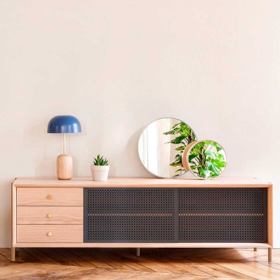 Credenza Gabin 162 cm con cassetti in noce e grigio ardesia Hartô 2