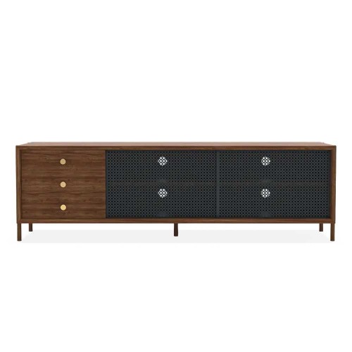 Sideboard Gabin 162cm mit Schubladen nussbaum und schiefergrau Hartô