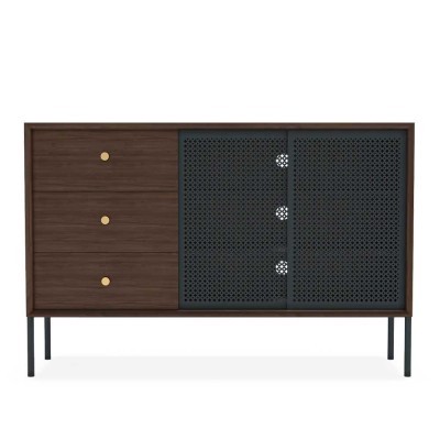 Gabin walnut and slate grey highboard Hartô 2