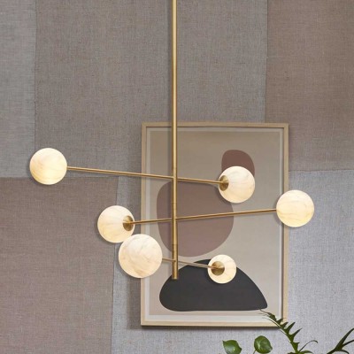 Carrara marble suspension 3 rods and 6 globes It's About RoMi It's About RoMi
