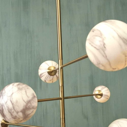 Suspension Carrara marbre 3 tiges et 6 globes It's About RoMi