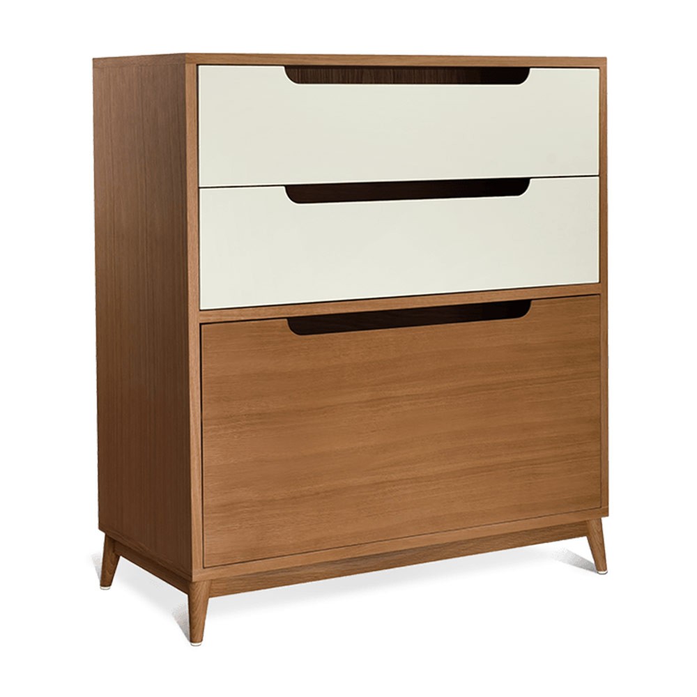 Moka chest of drawers in natural oak and sand white Kulile
