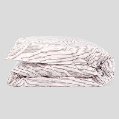 Comforter cover in cotton percale with rusty stripes Les Pensionnaires Les Pensionnaires