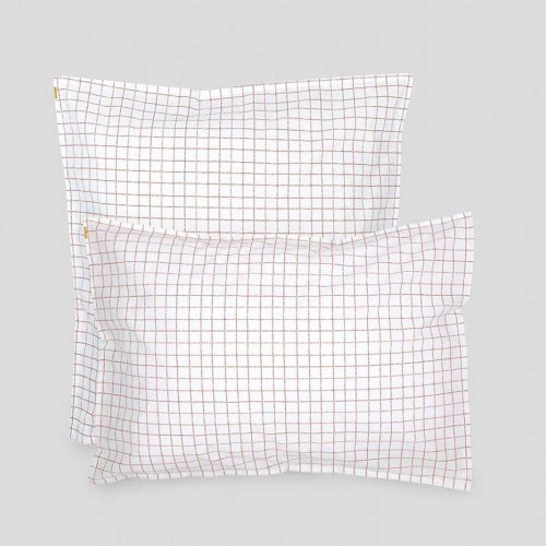 Pillowcase in cotton percale rust check Les Pensionnaires