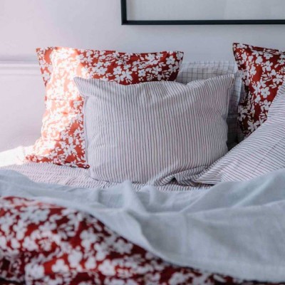 Funda de almohada de algodón percal con rayas color óxido Les Pensionnaires 2