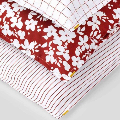 Funda de almohada de algodón percal con rayas color óxido Les Pensionnaires