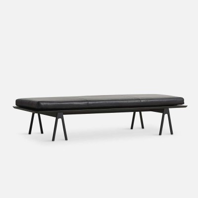 Daybed Level Schwarze Eiche und schwarzes Leder Woud Woud