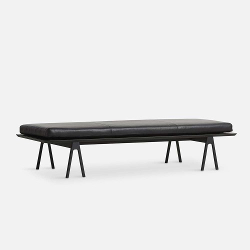 Daybed Level chêne noir et cuir noir Woud