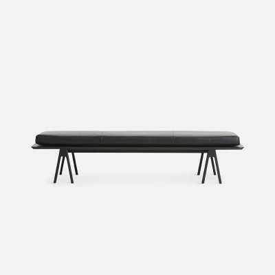 Daybed Level Schwarze Eiche und schwarzes Leder Woud 2