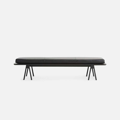 Daybed Level Schwarze Eiche und schwarzes Leder Woud