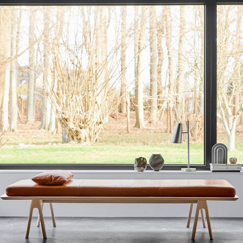 Daybed Level black oak and black leather Woud