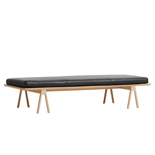Daybed Level oak and black leather Woud