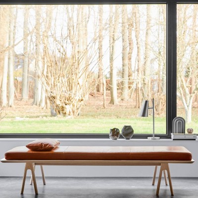 Daybed Level Eiche und schwarzes Leder Woud 2