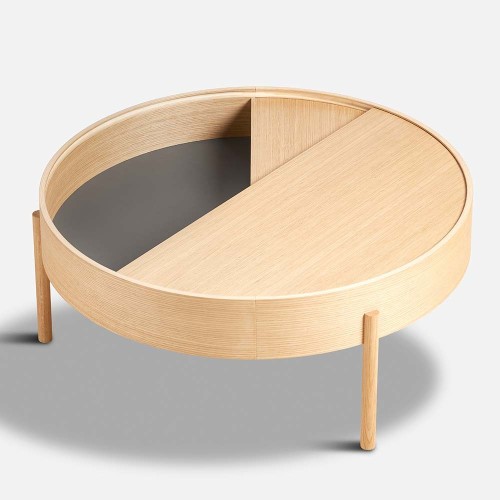 Table basse Arc chêne teinté de blanc 89 cm Woud