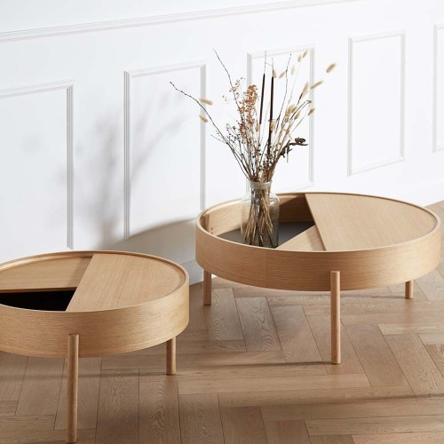 Mesa de centro Arc roble teñido de blanco 89 cm Woud