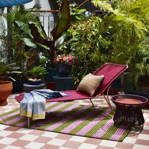 Caribe Chic zwart rood, koperen salontafel ames