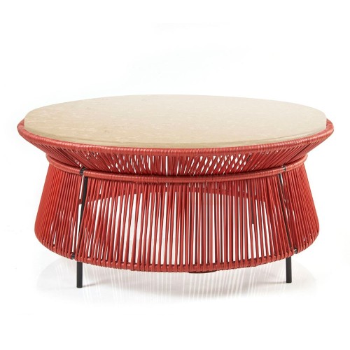 Caribe Chic low side table marble crema nuova, copper, black ames