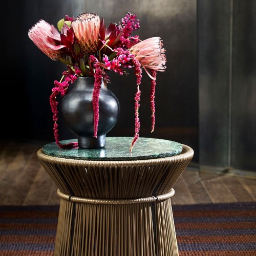 Table d'appoint basse Caribe Chic marbre crema nuova, copper, black ames