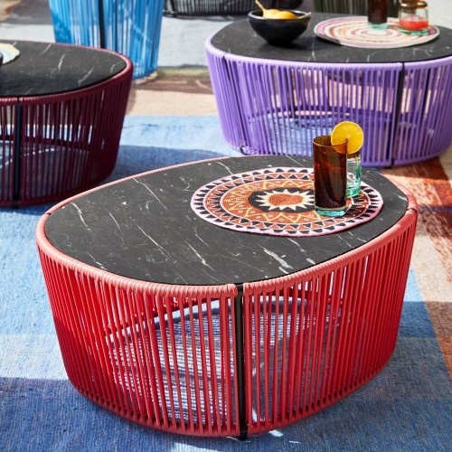 Cartagenas salontafel crema nuova marmer, zwart ames