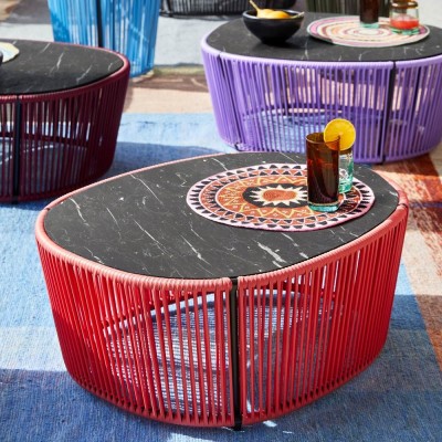 Coffee table Cartagenas marble nero, coral, black ames 2