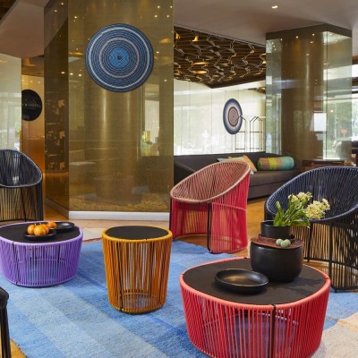 Tavolino Cartagenas blu pastello, nero ames 2